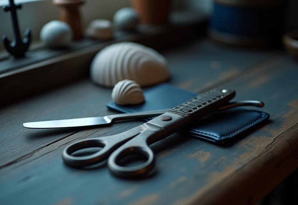 Strumenti da barbiere vintage su superficie in legno